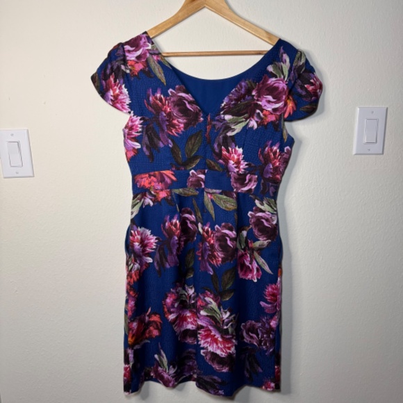 Moulinette Soeurs Dress Women's Size 12 Blue Floral Mini Classic Ruffle Sleeve - Picture 4 of 5